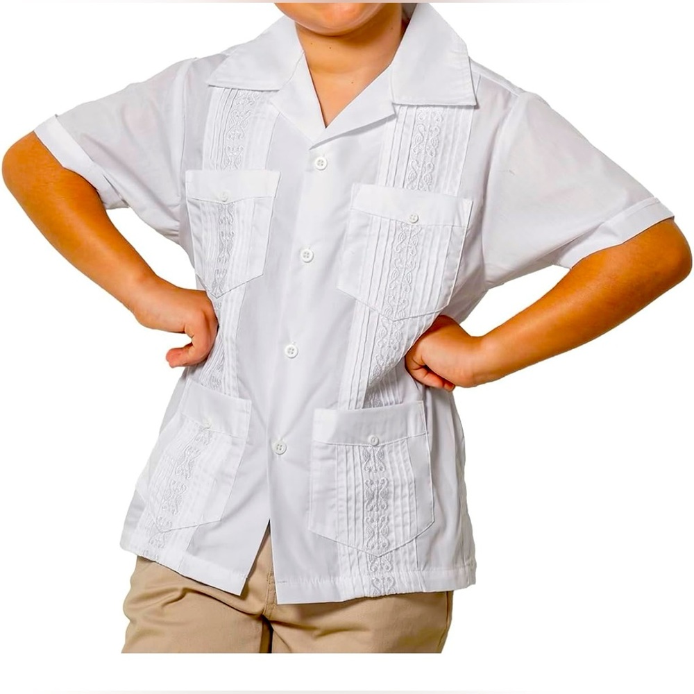 Guayabera Cotton Formal Shirt for Boys Traditional Latin Events
